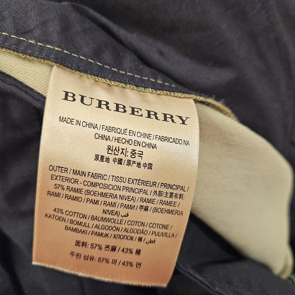 Burberry London Camo High Rise Straight Leg Cropped Pants D-Ring US 6